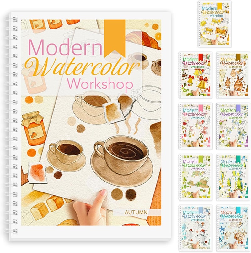 ADEVIAN Watercolor Workbook, Watercolor Workbook Paint Book Beginner Friendly, 12 Different Patterns Stress-Relieving Art Crafts for Creative Exploration Gift for Women Adults Teens (Autumn, 1) - Image 1